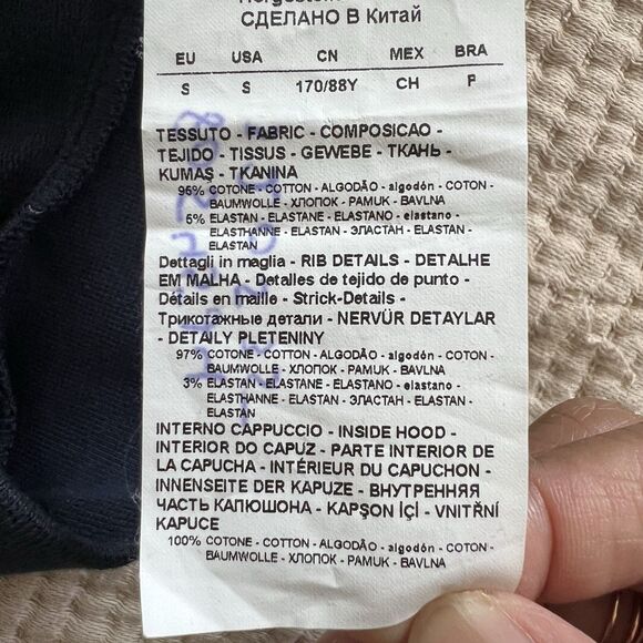 EMPORIO‎ ARMANI EA7 Hoodie Sweatshirt Dress Women Small Jersey Navy Blue Luxury - Picture 10 of 14